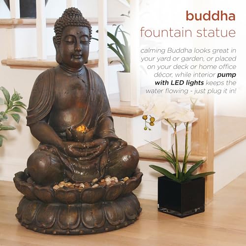 Alpine Corporation Outdoor Buddha Statue Waterfall Fountain, 33
