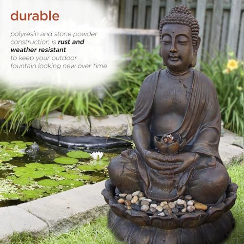 Alpine Corporation Outdoor Buddha Statue Waterfall Fountain, 33