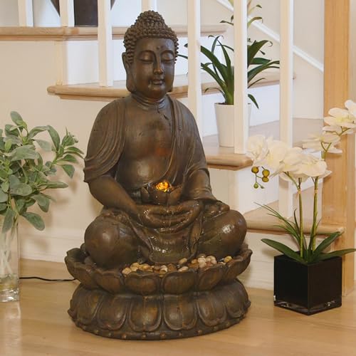 Alpine Corporation Outdoor Buddha Statue Waterfall Fountain, 33