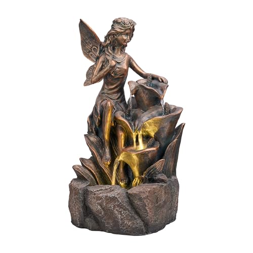 Large Fairy Garden Water Fountain with LED Lights