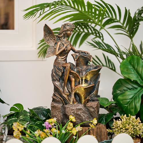 Large Fairy Garden Water Fountain with LED Lights