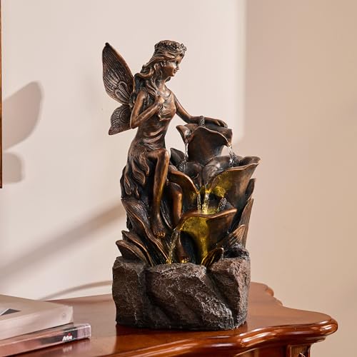 Large Fairy Garden Water Fountain with LED Lights