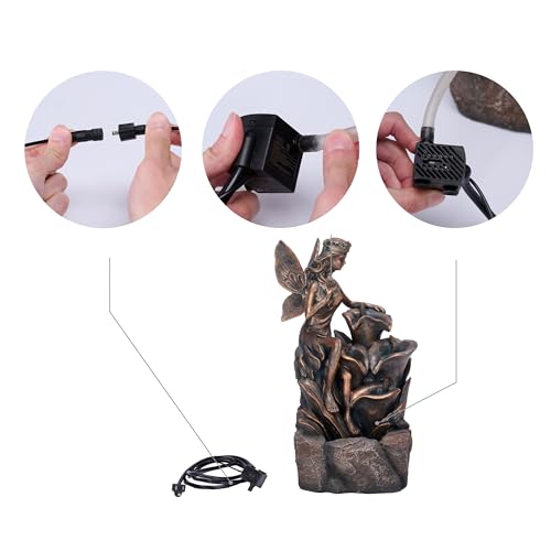 Large Fairy Garden Water Fountain with LED Lights