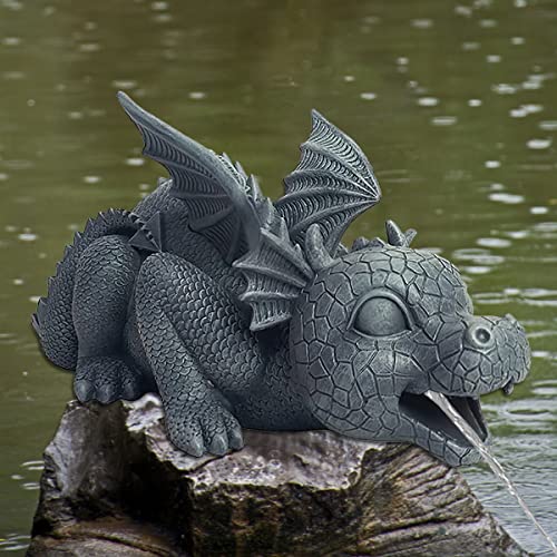 Dragon Fountain Statue: Resin Water Spray Sculpture for Garden