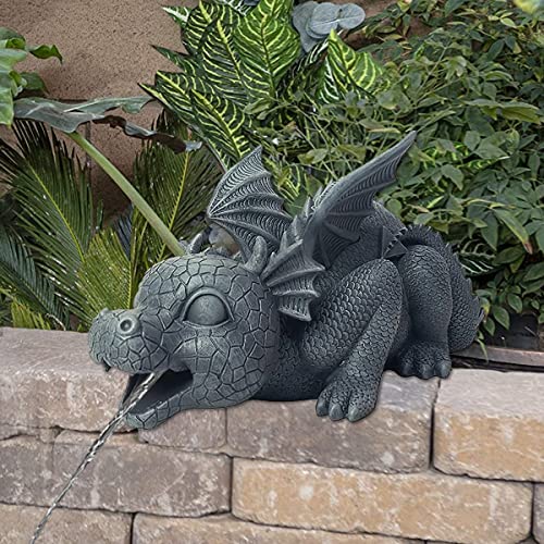 Resin Dragon Fountain for Outdoor Garden Decor (Running)