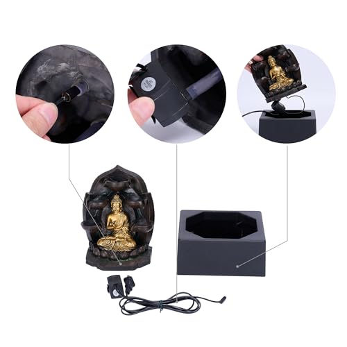 Gold Buddha Tabletop Fountain with LED Light 13.2