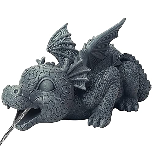 Resin Dragon Fountain for Outdoor Garden Decor (Running)