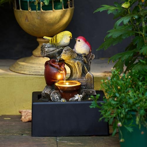 TERESA'S COLLECTIONS Tabletop Water Fountain with LED Light