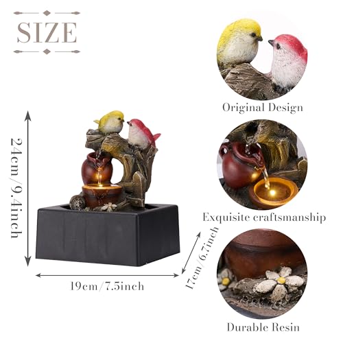 TERESA'S COLLECTIONS Tabletop Water Fountain with LED Light