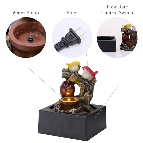 TERESA'S COLLECTIONS Tabletop Water Fountain with LED Light