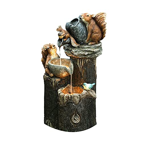 Solar Animal Statue with LED Lights Water Fountain Table