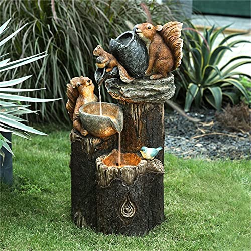 Solar Animal Statue with LED Lights Water Fountain Table