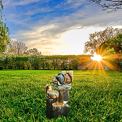 Solar Animal Statue with LED Lights Water Fountain Table