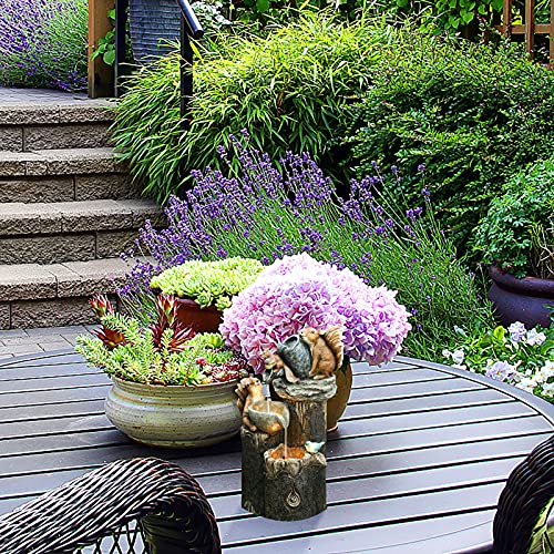 Solar Animal Statue with LED Lights Water Fountain Table