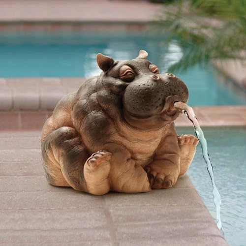 Realistic Hippo Pond Spitter Statue for Garden Decoration