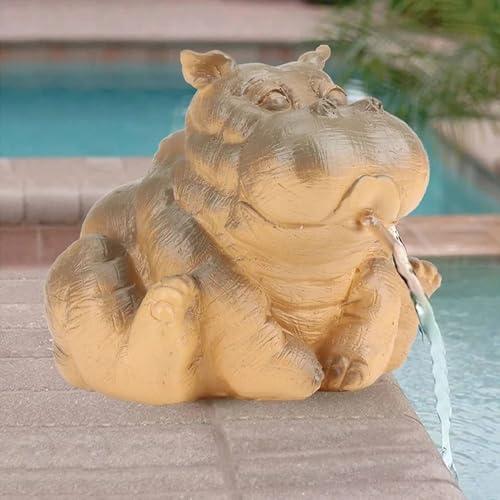 Realistic Hippo Pond Spitter Statue for Garden Decoration