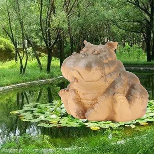 Realistic Hippo Pond Spitter Statue for Garden Decoration