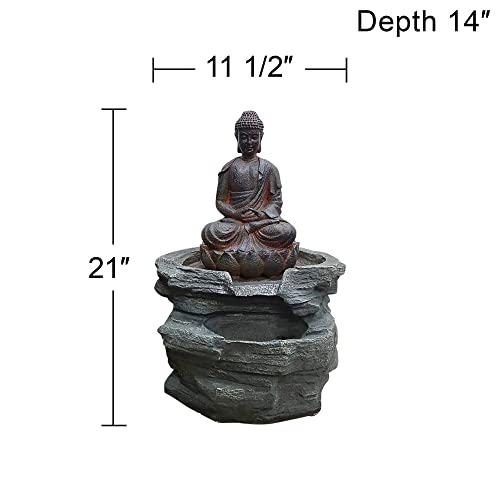 Rustic Zen Outdoor Buddha Fountain with LED Light
