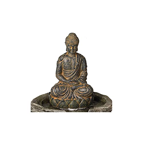 Rustic Zen Outdoor Buddha Fountain with LED Light