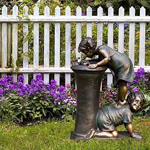 Boy and Girl Garden Statues for Patio Decor
