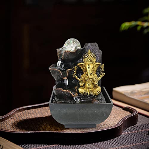 Handmade Ganesha Elephant Tabletop Fountain Sculpture 13cm Home