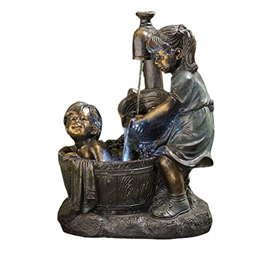 Boy and Girl Garden Statues for Patio Decor