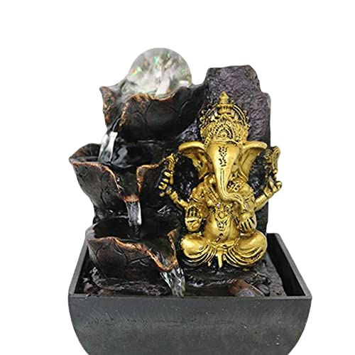Handmade Ganesha Elephant Tabletop Fountain Sculpture 13cm Home