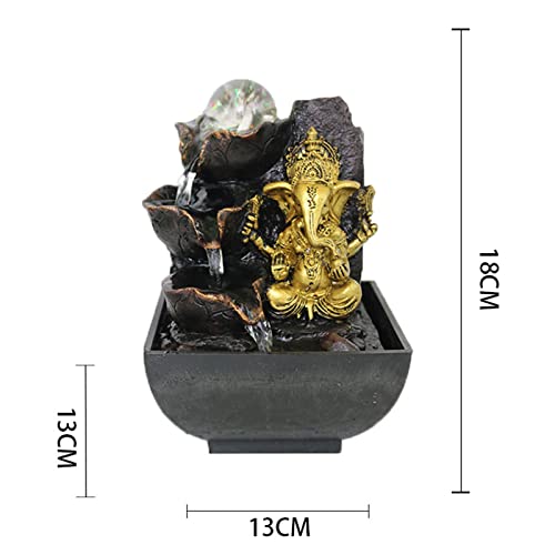 Handmade Ganesha Elephant Tabletop Fountain Sculpture 13cm Home