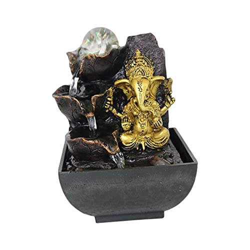 Handmade Ganesha Elephant Tabletop Fountain Sculpture 13cm Home