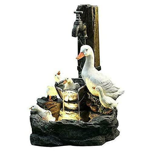 Solar Powered Squirrel Sculpture Water Feature with LED Light