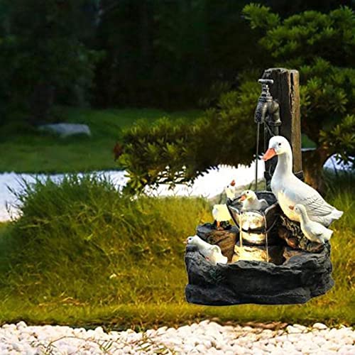 Solar Powered Squirrel Sculpture Water Feature with LED Light