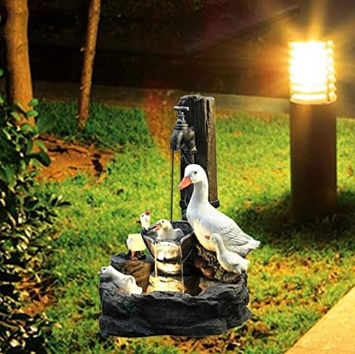 Solar Powered Squirrel Sculpture Water Feature with LED Light
