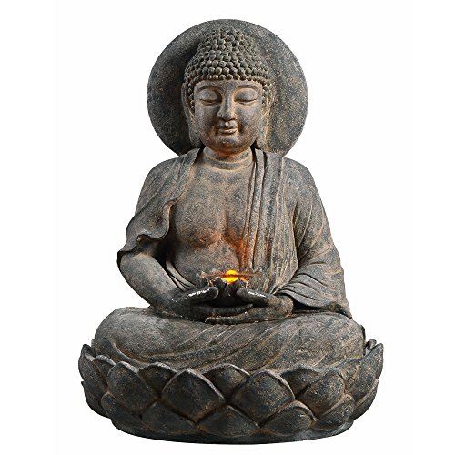 Teamson Home Buddha Zen Fountain with LED Light, 28