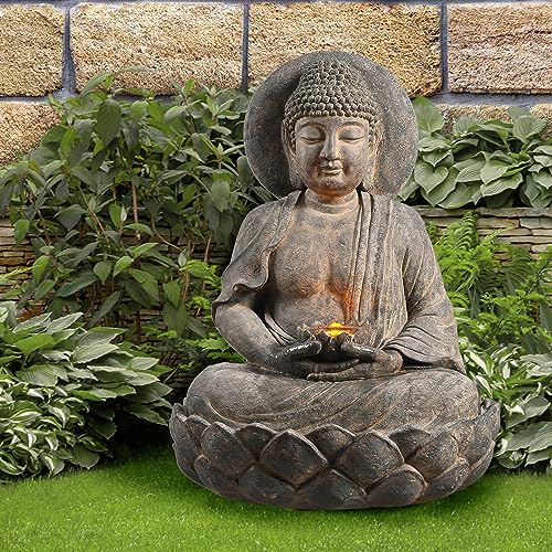 Teamson Home Buddha Zen Fountain with LED Light, 28
