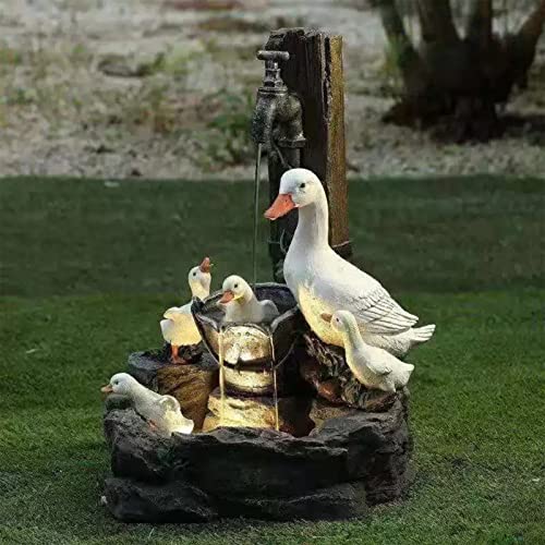 Squirrel/Duck Solar Water Feature Sculpture with LED Light