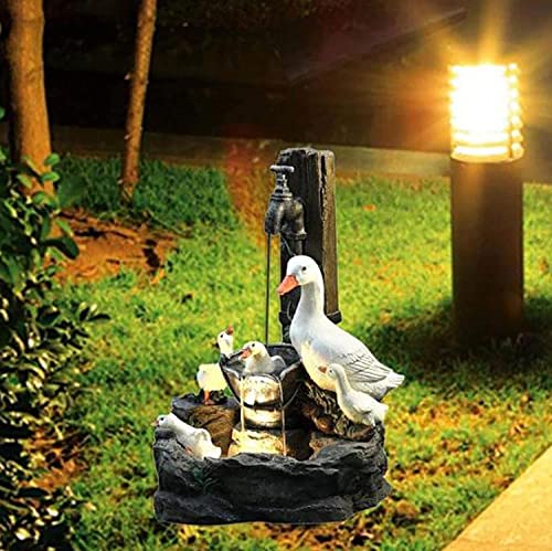 Squirrel/Duck Solar Water Feature Sculpture with LED Light
