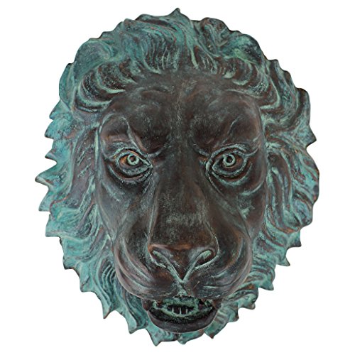 Florentine Lion Head Spouting Wall Sculpture, Bronze/Verdigris