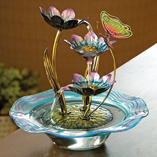 Iridescent Glass Butterfly Fountain Sculpture - Indoor/Outdoor Décor