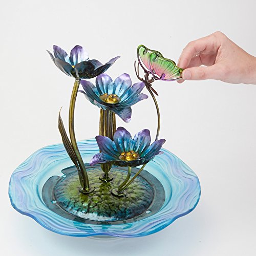 Iridescent Glass Butterfly Fountain Sculpture - Indoor/Outdoor Décor