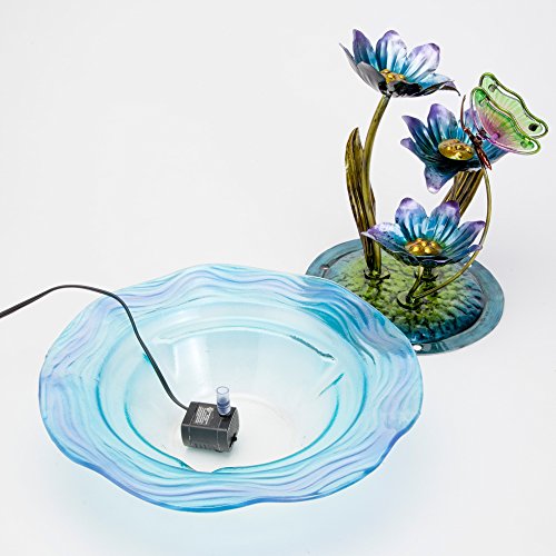 Iridescent Glass Butterfly Fountain Sculpture - Indoor/Outdoor Décor