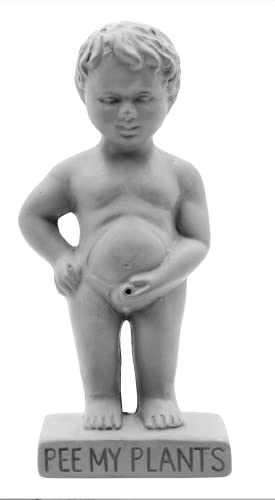 NPW Plant Life Peeing Boy Watering Stake Statue