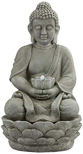 Sitting Buddha Outdoor Zen Water Fountain with LED