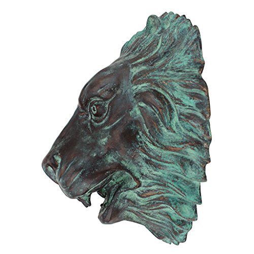 Florentine Lion Head Spouting Wall Sculpture, Bronze/Verdigris