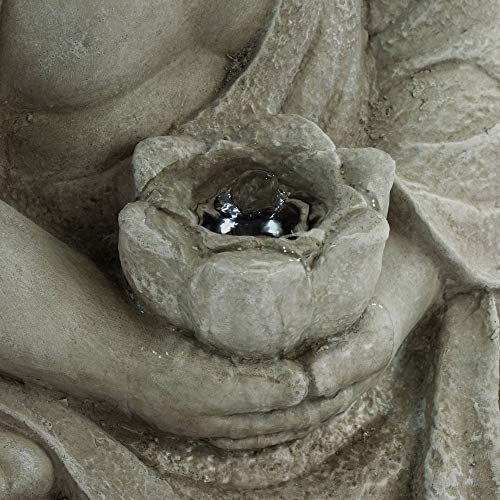 Sitting Buddha Outdoor Zen Water Fountain with LED