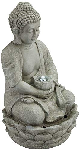 Sitting Buddha Outdoor Zen Water Fountain with LED