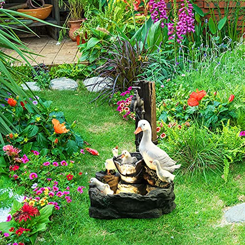 Rustic Duck Water Fountain for Indoor & Outdoor Decor