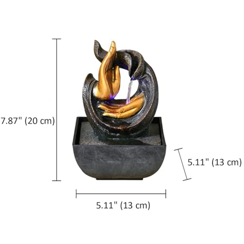 LED Light Tabletop Buddha Hand Water Fountain Zen Relaxation
