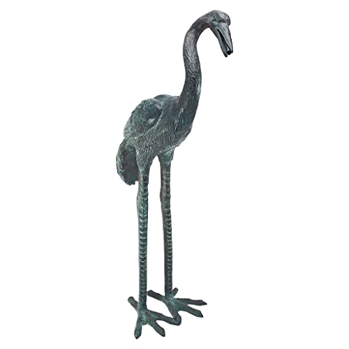Small Green Verdigris Crane Bird Fountain Pond Statue