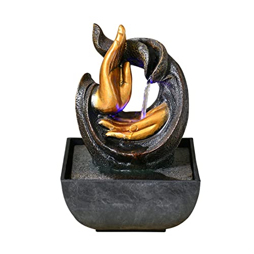 LED Light Tabletop Buddha Hand Water Fountain Zen Relaxation