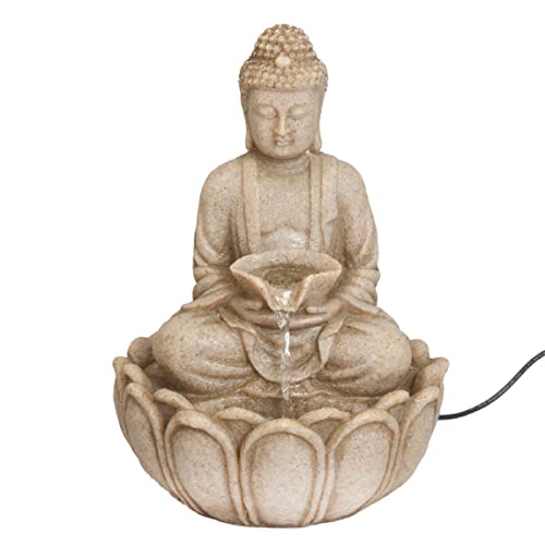 Meditating Buddha Water Fountain - Compact Tabletop Decoration